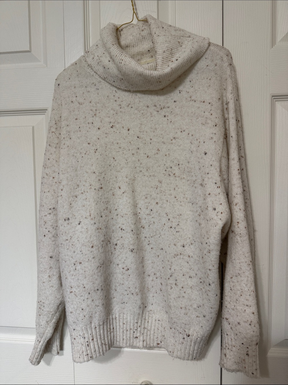 Mango Cream Speckled Cowl Neck Sweater